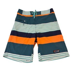 Patagonia Board Swim Shorts Mens 32 Teal Orange Striped Gorpecore Camping Surf
